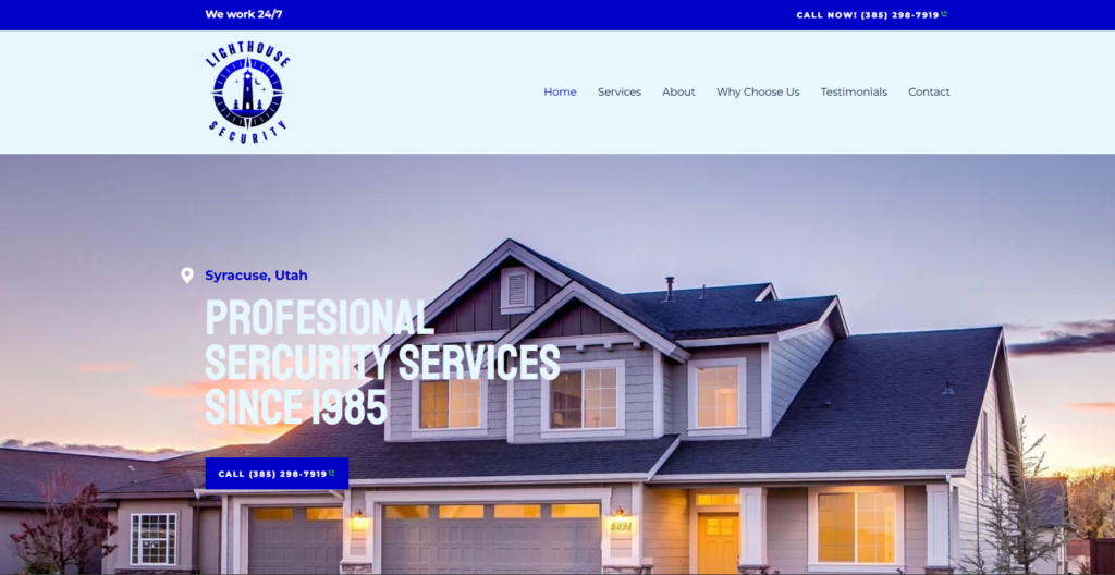 Lighthouse Security website homepage