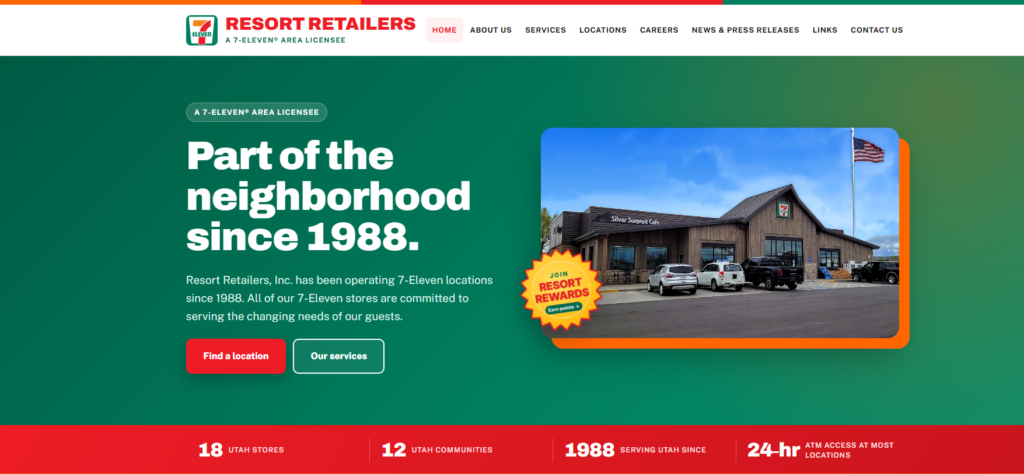 Resort Retailers website homepage
